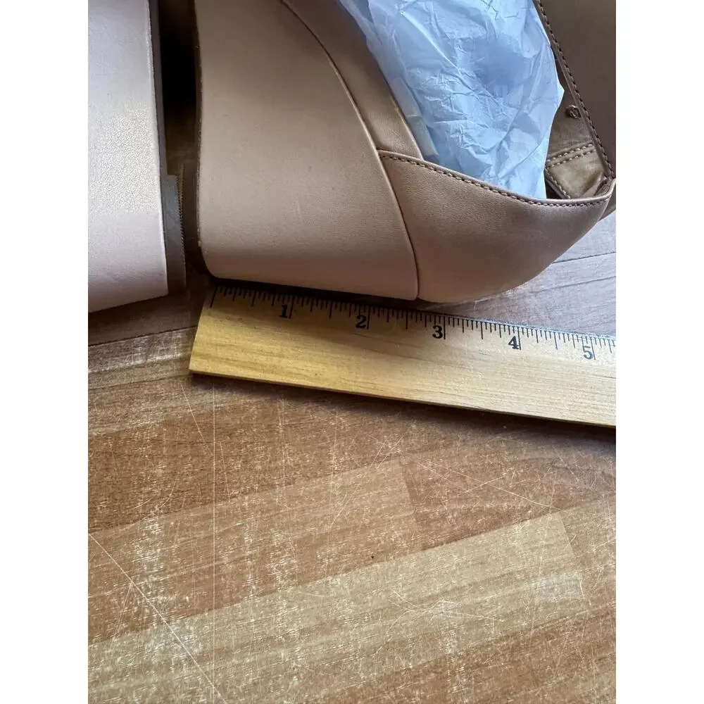NIB Clarks Artisan Aisley Orchid Leather Wedge Sandals Nude Beige Pink 6.5M